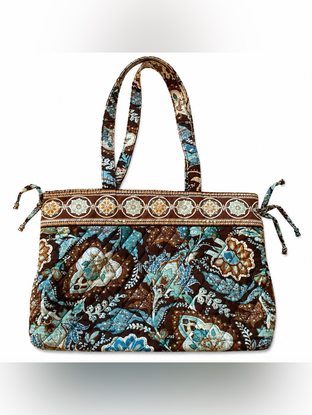 Vera Bradley Java Blue Bucket Tote Satchel Retired Pattern
